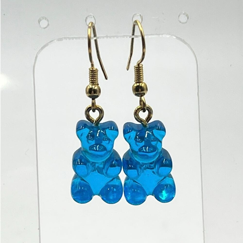 Crystal Haze Designer Nostalgia Blue Resin  Bear Earrings Azure Repaired Dangles
